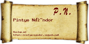 Pintye Nándor névjegykártya